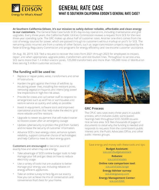 What is SCE's General Rate Case? cover