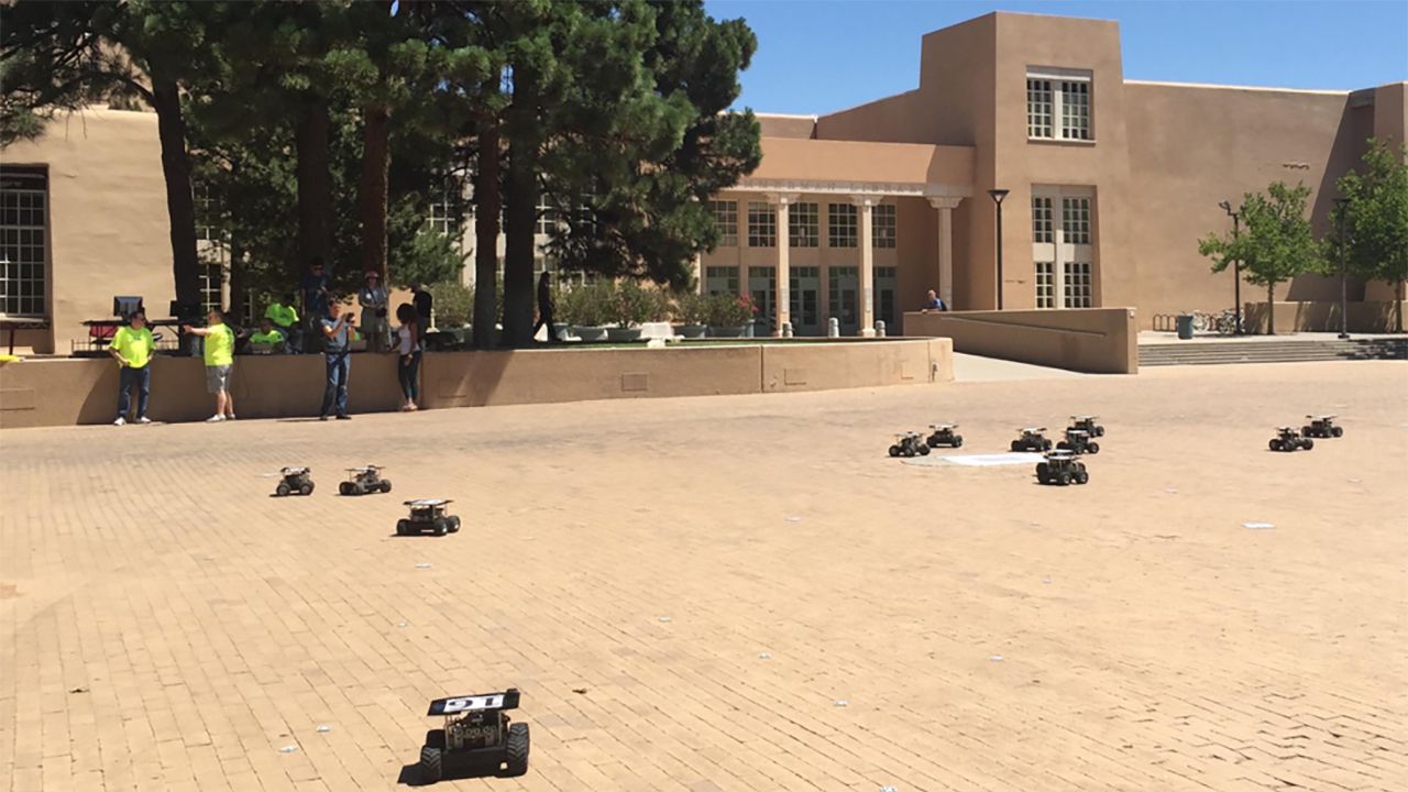 Students practicing in Smith Plaza