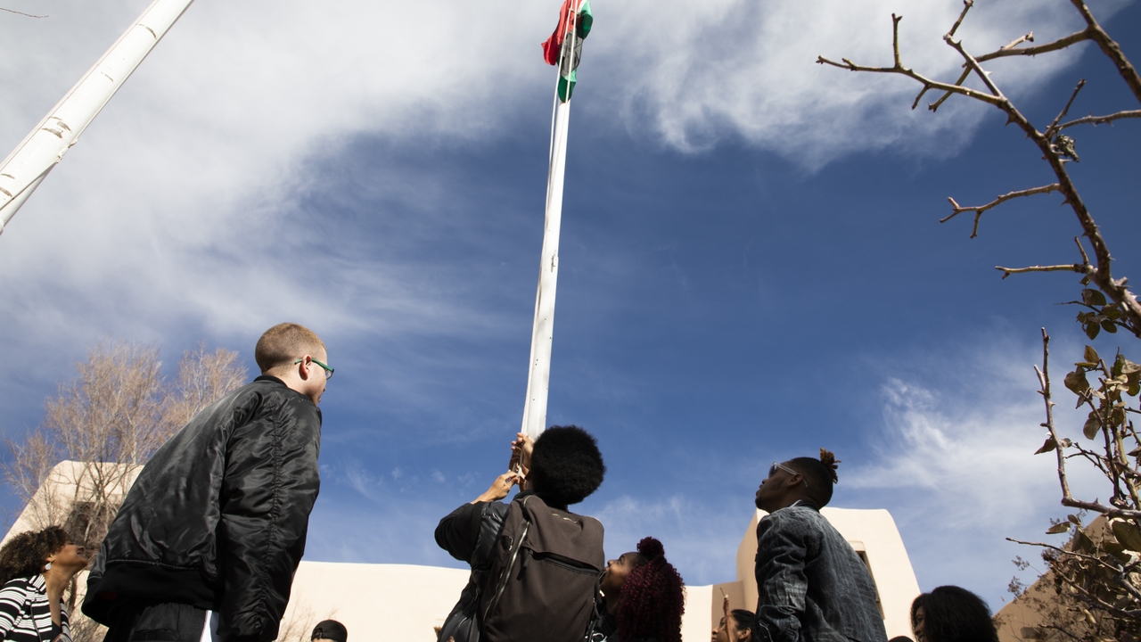 Raising the flag