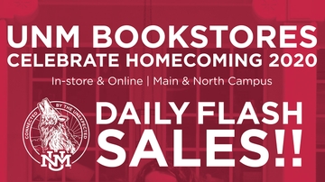Celebrate Homecoming @ UNM Bookstores with daily flash sales; extended Game Day Friday sale