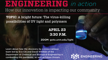 ‘Engineering in Action’ to explore research into how UV light and polymers can kill viruses