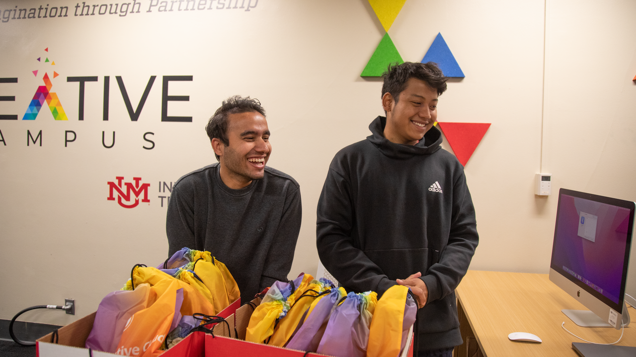 Students hand out free giveaways 