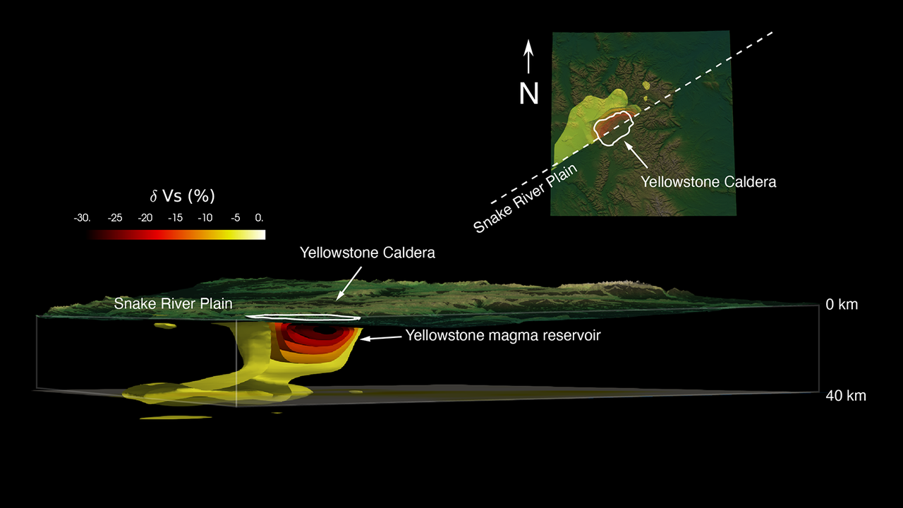 A 3D illustration of the Yellowstone magma reservoir