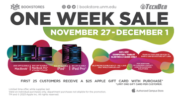 UNM Bookstore kicks off the Holiday Season with a one week Apple sale