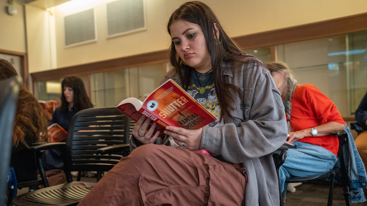 Students follow along with chapter reading