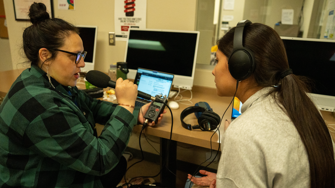 Next Gen team works with audio equipment  