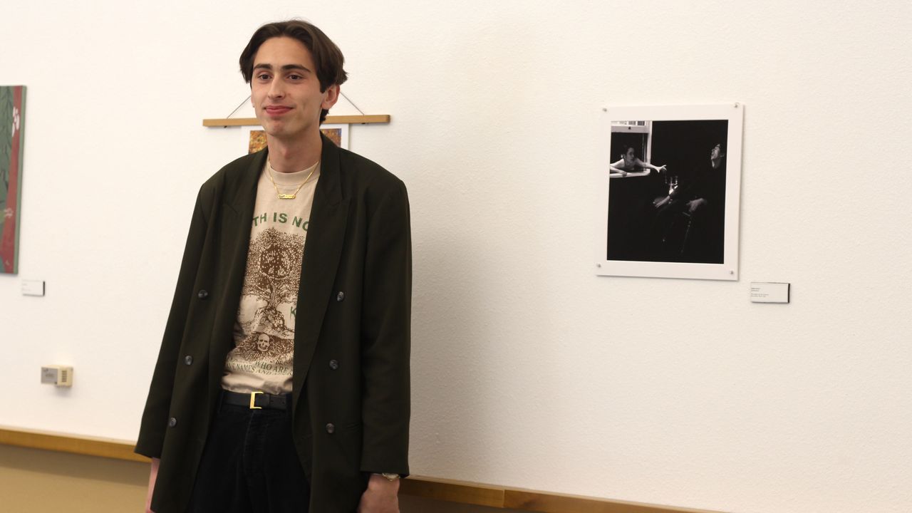 Students present artwork at Spectra Gallery.