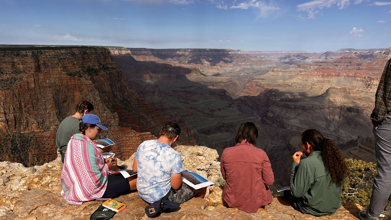 Field camp students mapping the Grand Canyon