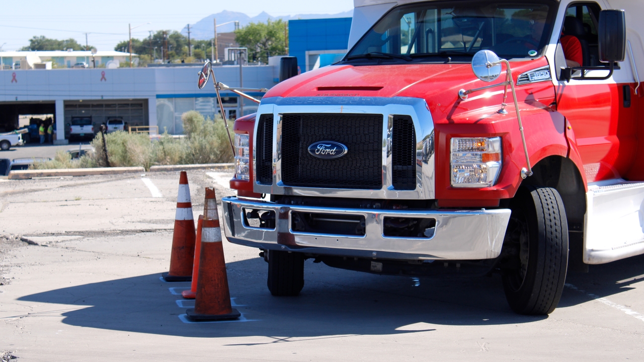 PATS Rodeo bus driver going through the obstacle course 