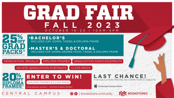 Fall 2023 Grad Fair Oct. 18-20 at the UNM Bookstore