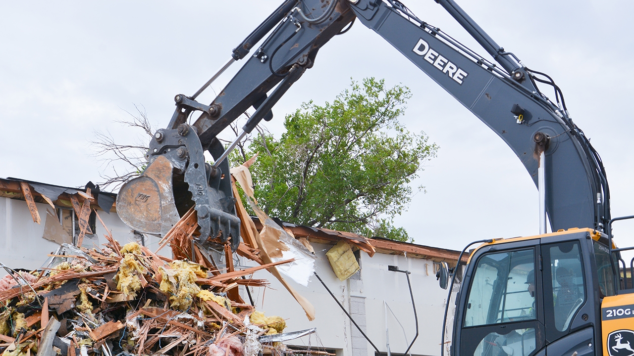 Debris from Lions Hall,