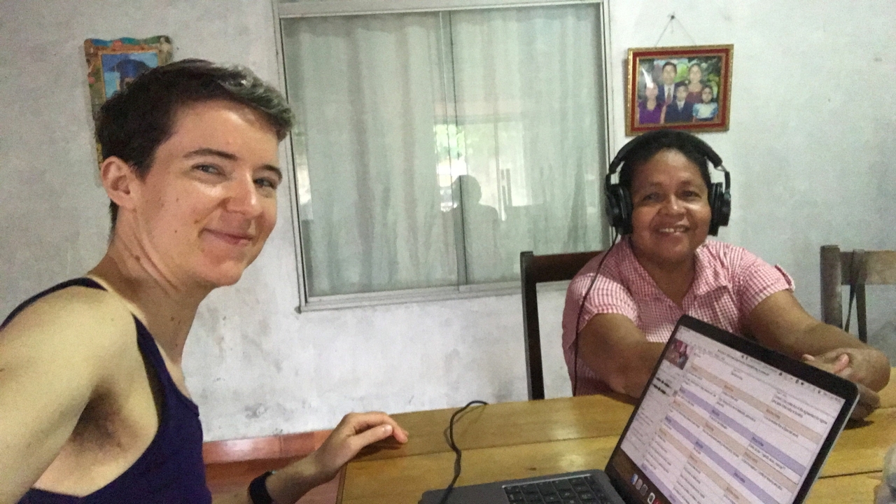 Amalia Skilton working with Ticuna language consultant Lilia Witancort Guerrero.