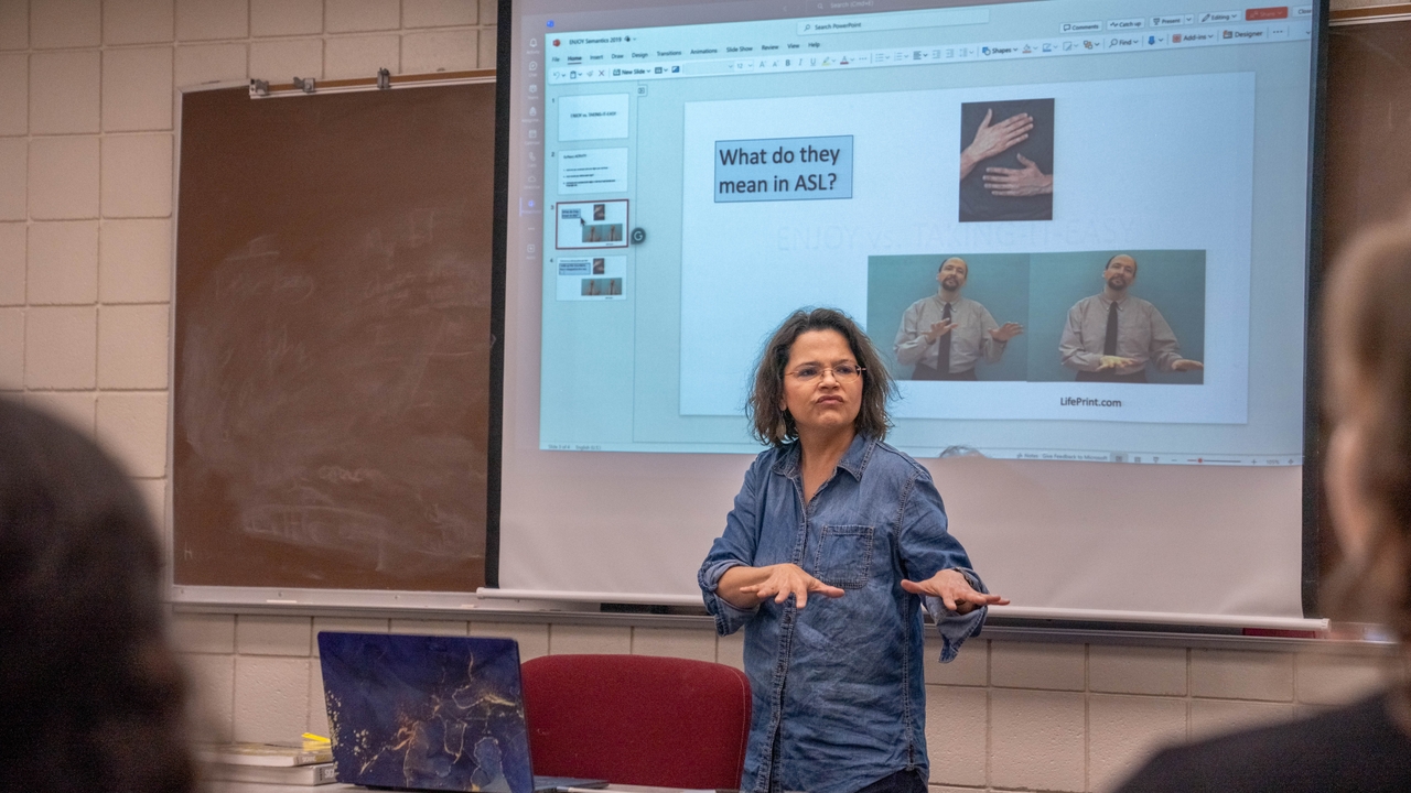 Teaching ASL.