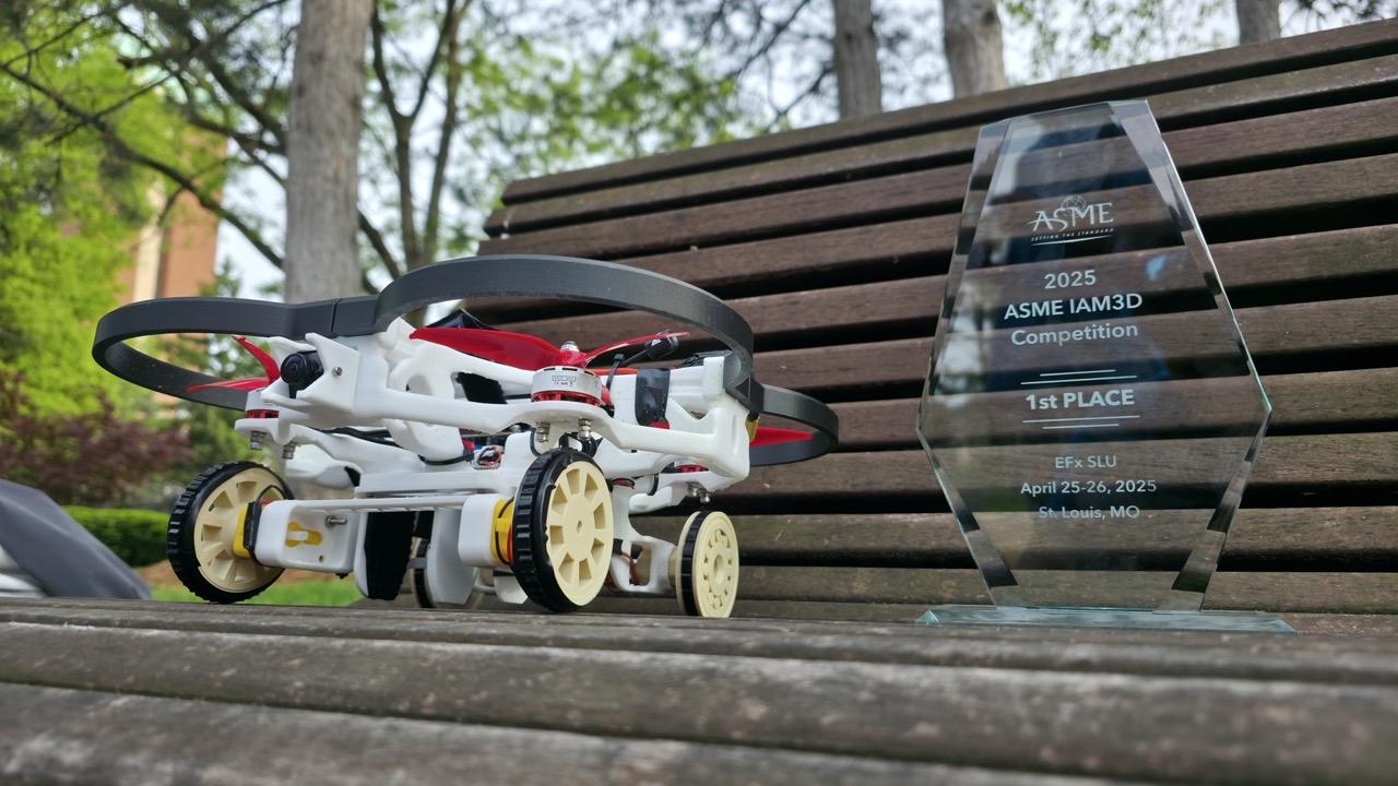 ASME UNM's competition drone and trophy
