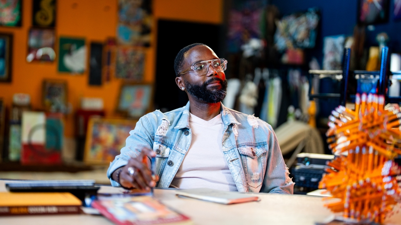 Hakim Bellamy in his studio