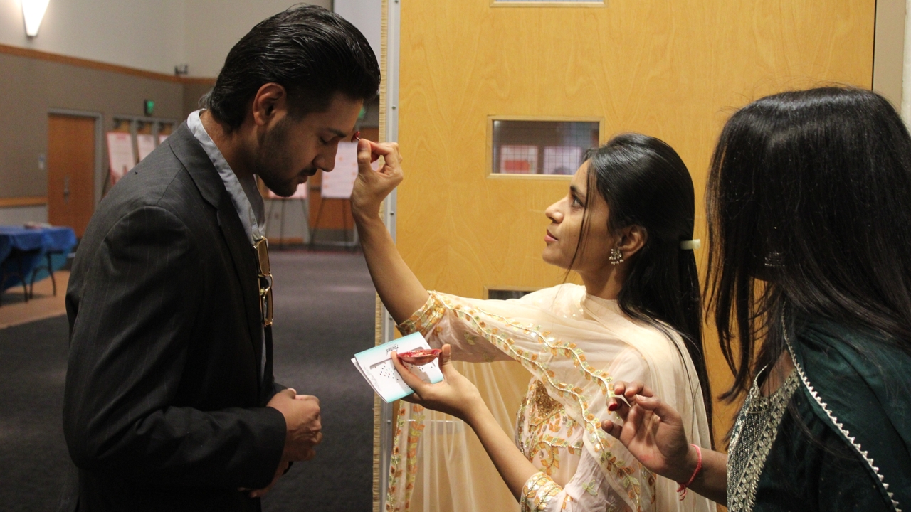 Narkhede participating in Diwali celebration on campus