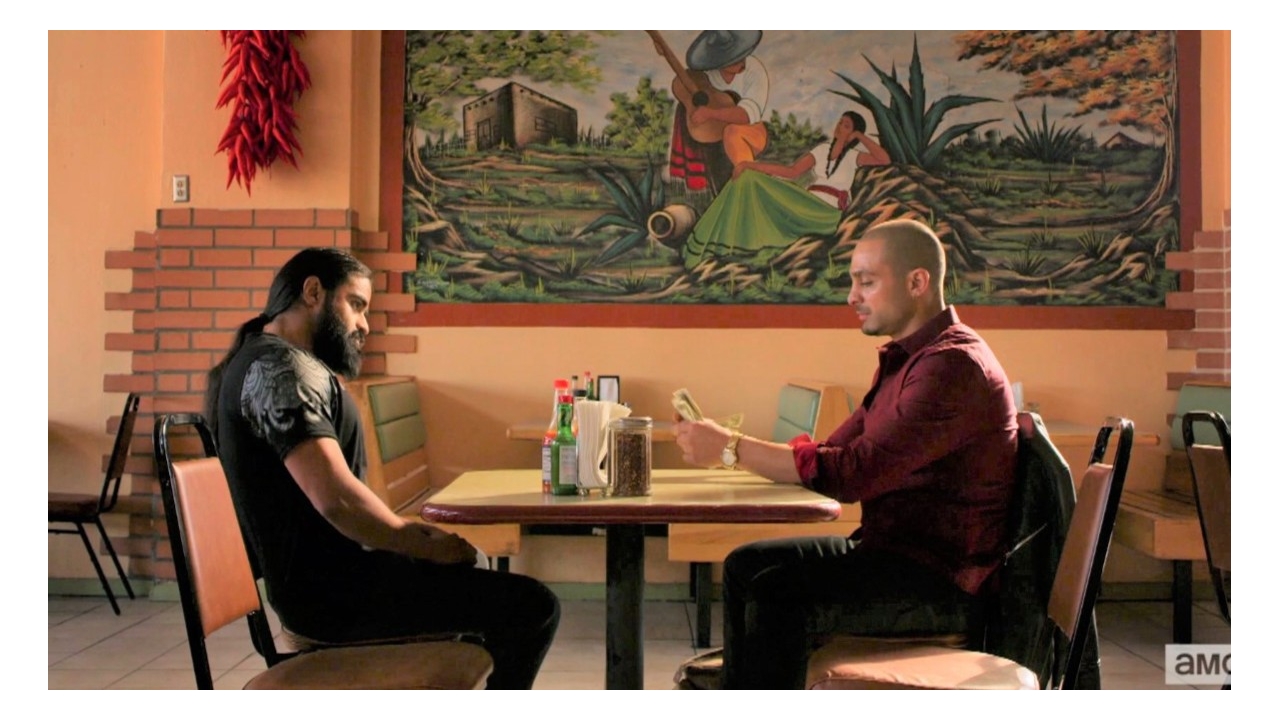 Villa (left) acts in a scene from the TV show “Better Call Saul.”