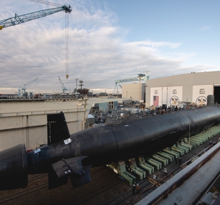 Virginia-class attack submarine Massachusetts (SSN 798) Rollout and Launch