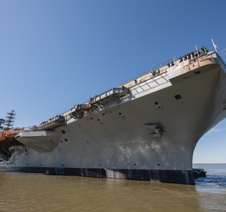 USS John C. Stennis (CVN 74) Undocking During RCOH