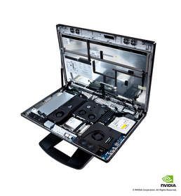 HP Z1-overhead view (w/hood open) of internal components tray