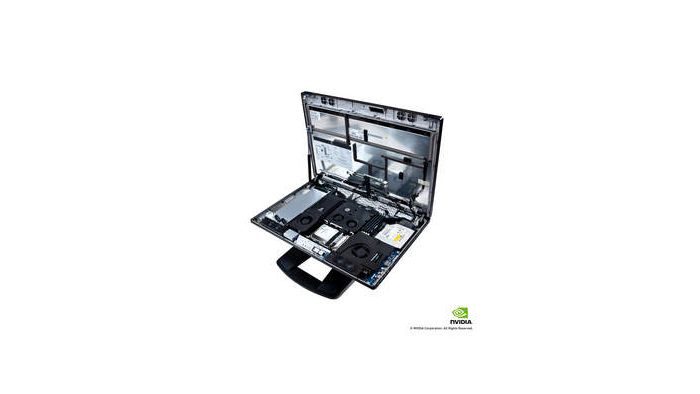 HP Z1-overhead view (w/hood open) of internal components tray