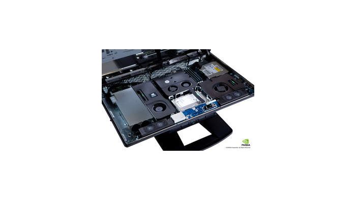 HP Z1-overhead view (w/hood open) of internal components tray (close-up)