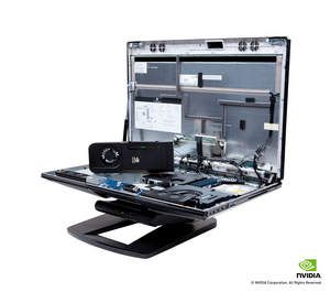 NVIDIA All-In-One discrete GPU sitting on internal components tray of the HP Z1