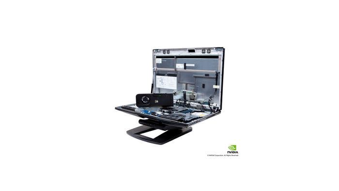 NVIDIA All-In-One discrete GPU sitting on internal components tray of the HP Z1
