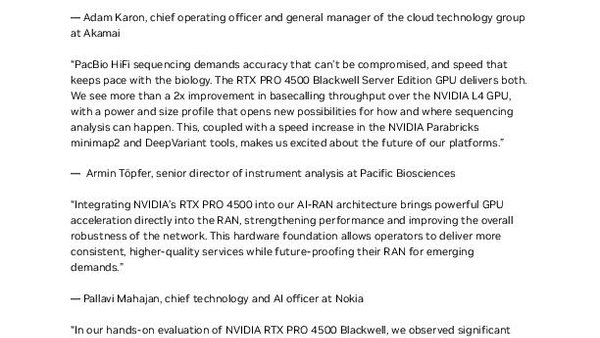 NVIDIA RTX PRO 4500 Blackwell Server Edition Quote Sheet