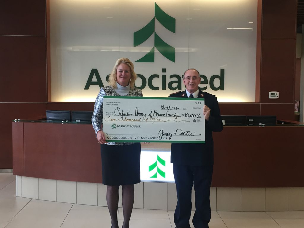 Associated Bank presents $10,000 Match Day check to The Salvation Army of Brown County