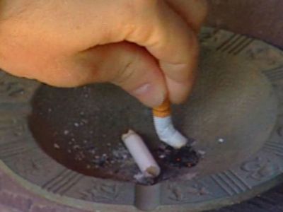 Extinguishing a cigarette.copyright American Heart Association