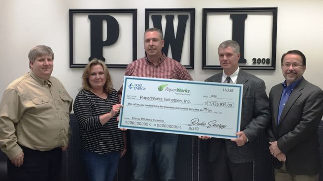 PaperWorks invests $3.5 million to maximize Wabash, Indiana plant efficiency; earns Duke Energy incentive