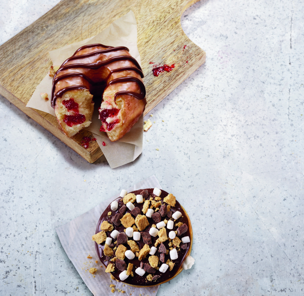 Chocolate Drizzled Strawberry Croissant Donut & S'mores Donut