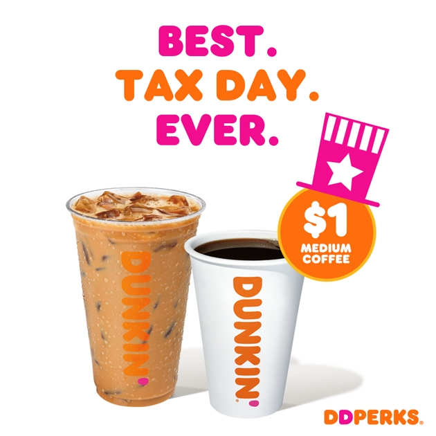 Relieve Tax Day Tension with $1 Medium Hot or Iced Coffee from Dunkin’