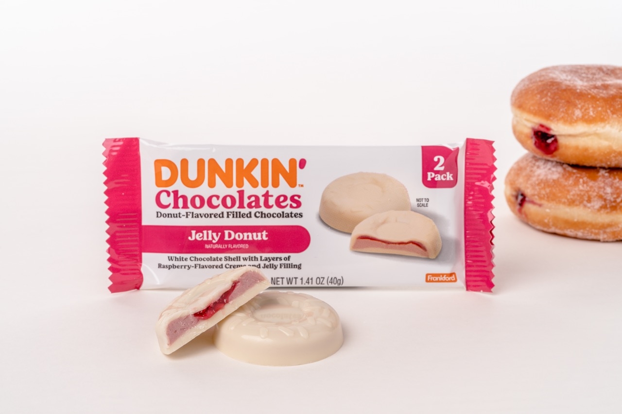 Dunkin’s Irresistible Jelly Donut Flavor Hits the Candy Aisle! New Jelly Donut-Flavored Filled Chocolates Debut at Grocery Retailers Nationwide