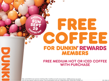 Dunkin’® is Brewing Up Free Coffee to Celebrate National Coffee Day 