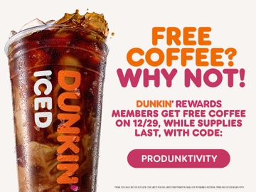 Dunkin’® is Giving Away One Million Free Coffees in the Spirit of ProDUNKtivity