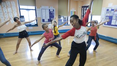 Nasha Thomas with AileyDance Kids at Public School IS 528