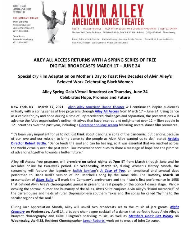 2021AileyAllAccessSpringProgrammingAnnouncementPressRelease031721_Final