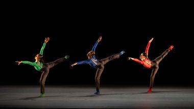 Ailey II's X. Logan, C. Brooks, and E. Vidana in MyKal Stromile's Third Person Point of View. Photo by Nir Arieli
