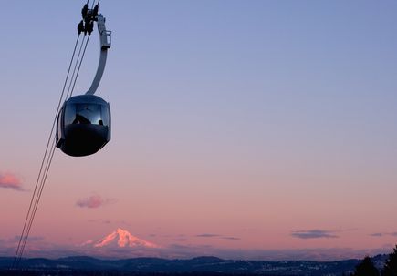 Portland Aerial Tram at sunrise