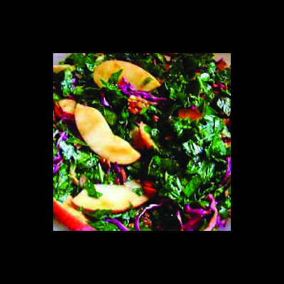 Autumn Kale Salad with Pears and Maple-Mustard Dressing