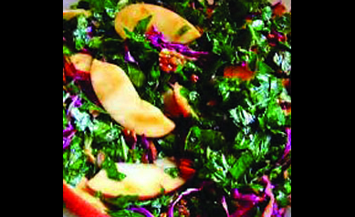 Autumn Kale Salad with Pears and Maple-Mustard Dressing