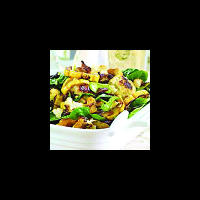 Roasted Cauliflower & Delicata Squash with Baby Spinach