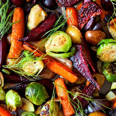 Roasted Vegetable Salad with Honey Vinaigrette and Spiced Almonds