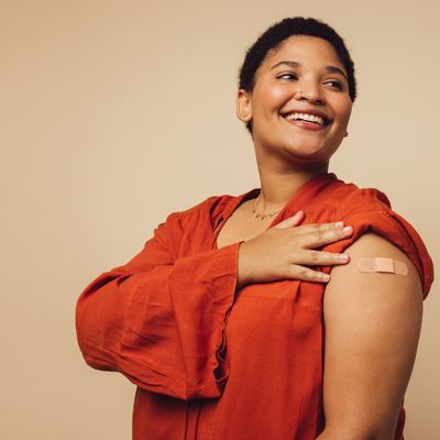 Woman getting vaccinated