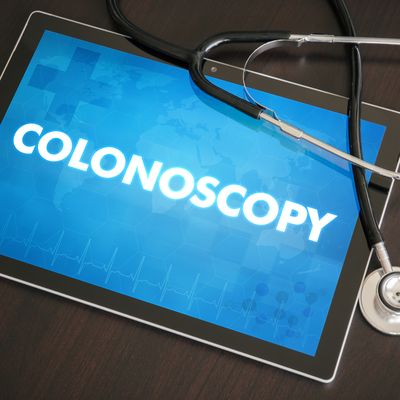 Colonoscopy (gastrointestinal disease related) diagnosis medical concept on tablet screen with stethoscope