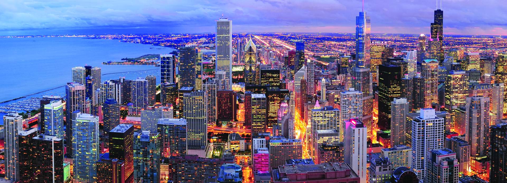 Chicago skyline panorama aerial view