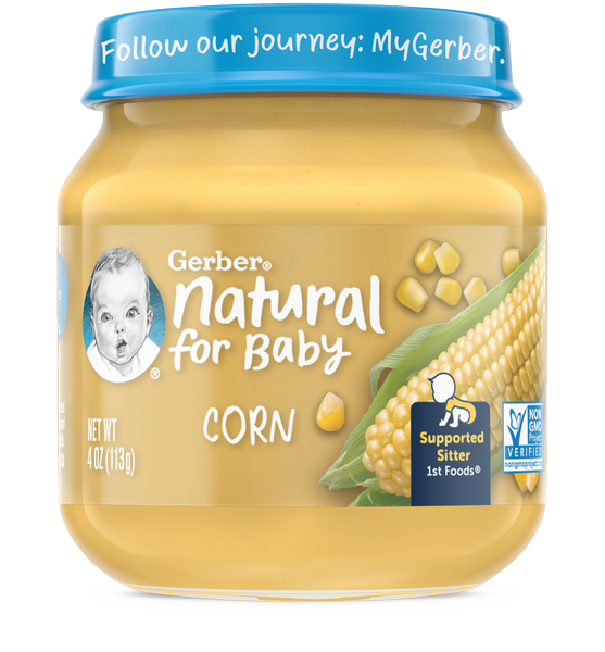 Gerber anuncia dos nuevos sabores: Gerber® Natural 1st Foods® Corn y Gerber® Natural 1st Foods® Mango para ampliar el perfil de sabores y aumentar la variedad de sabores para el bebé 