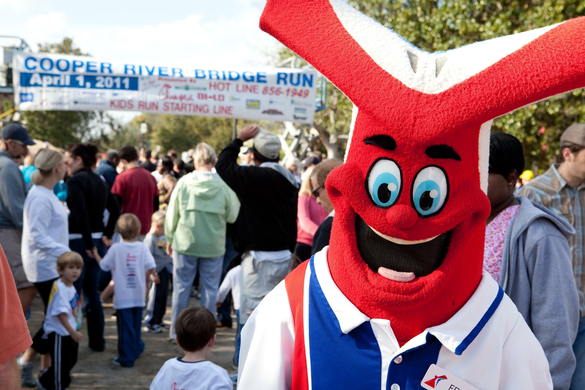 "Fun Ship" Freddy arrives at the Kids Fun Run in Charleston's Hampton Park